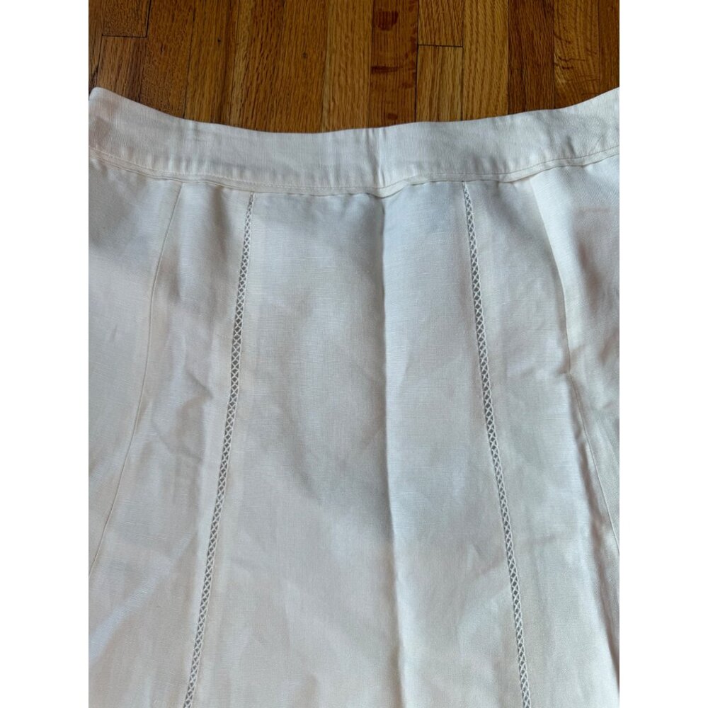 Jones Wear White A-Line Skirt Linen Blend Classic Preppy Elegant Vacation 14 - Picture 6 of 12